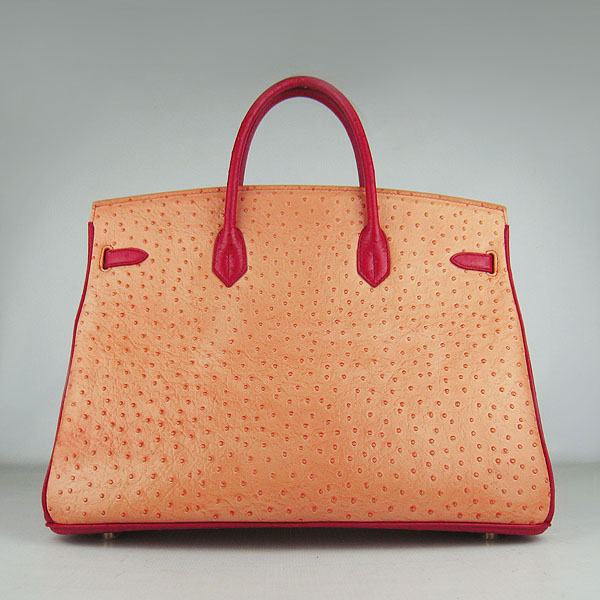 Replica Hermes Birkin 40CM Ostrich Veins Leather Bag Red/Orange/Green 6099 Online - Click Image to Close